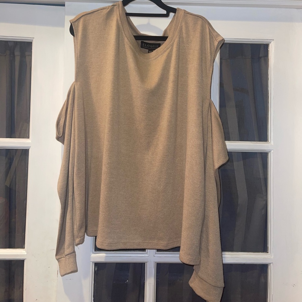Eloquii Beige Knit Sweater could shoulder top shirt NWT woman’s 22/24